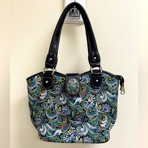 Montana West Concho Collection Handbag Purse Black/Turquoise/white/green